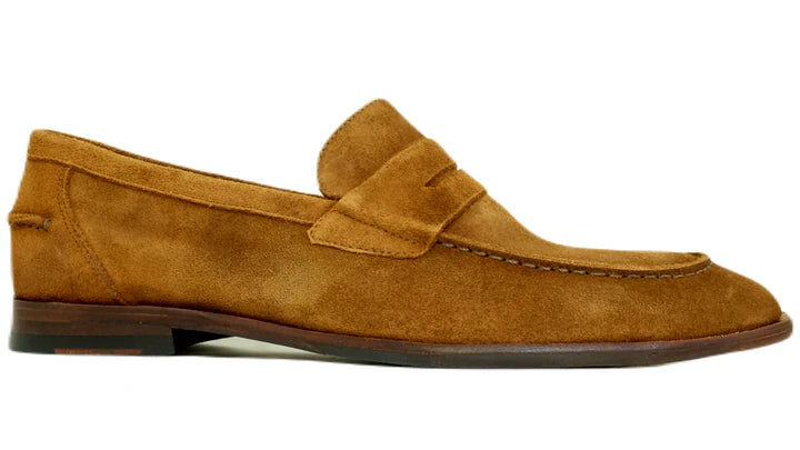 The Oxford Shop Naples Penny Loafer In Bourbon Suede