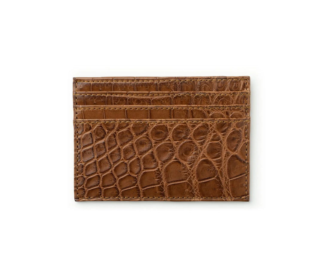 Ghurka Slim Credit Card Case No. 204 In Chestnut Crocodile