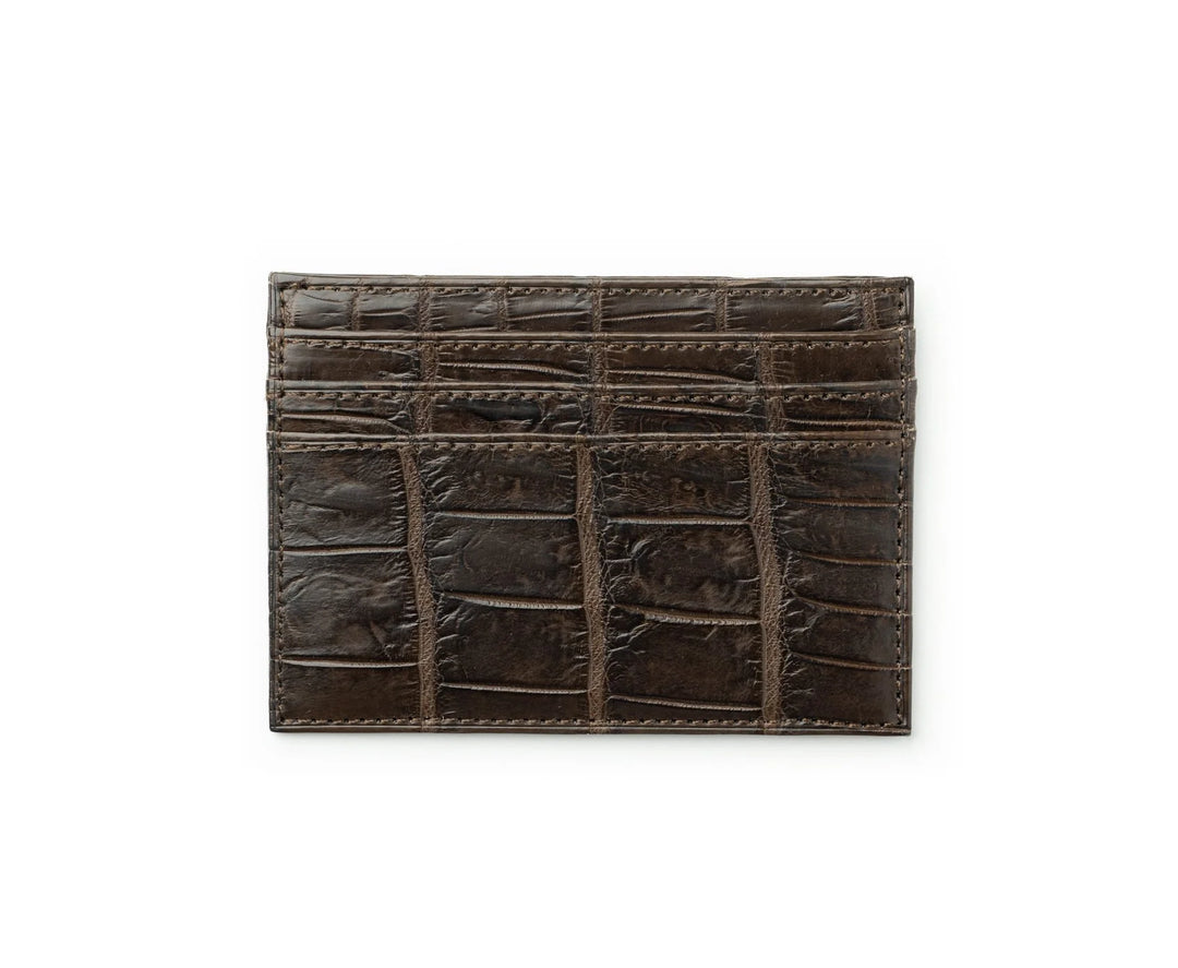 Ghurka Slim Credit Card Case No. 204 In Walnut Crocodile