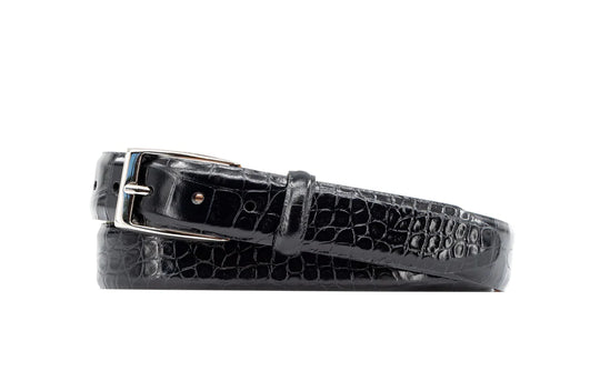 Martin Dingman Anthony 2 Buckle Alligator-Grain Leather Belt In Black