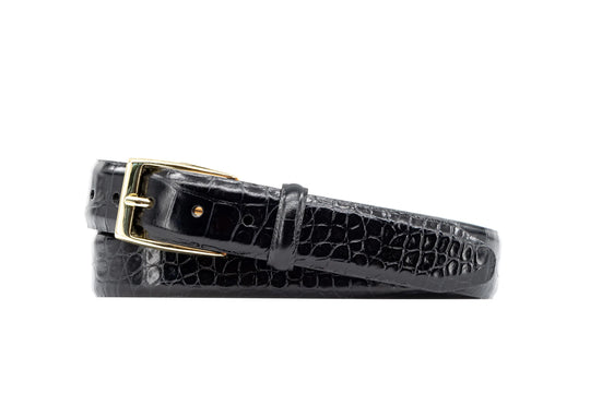 Martin Dingman Anthony 2 Buckle Alligator-Grain Leather Belt In Black