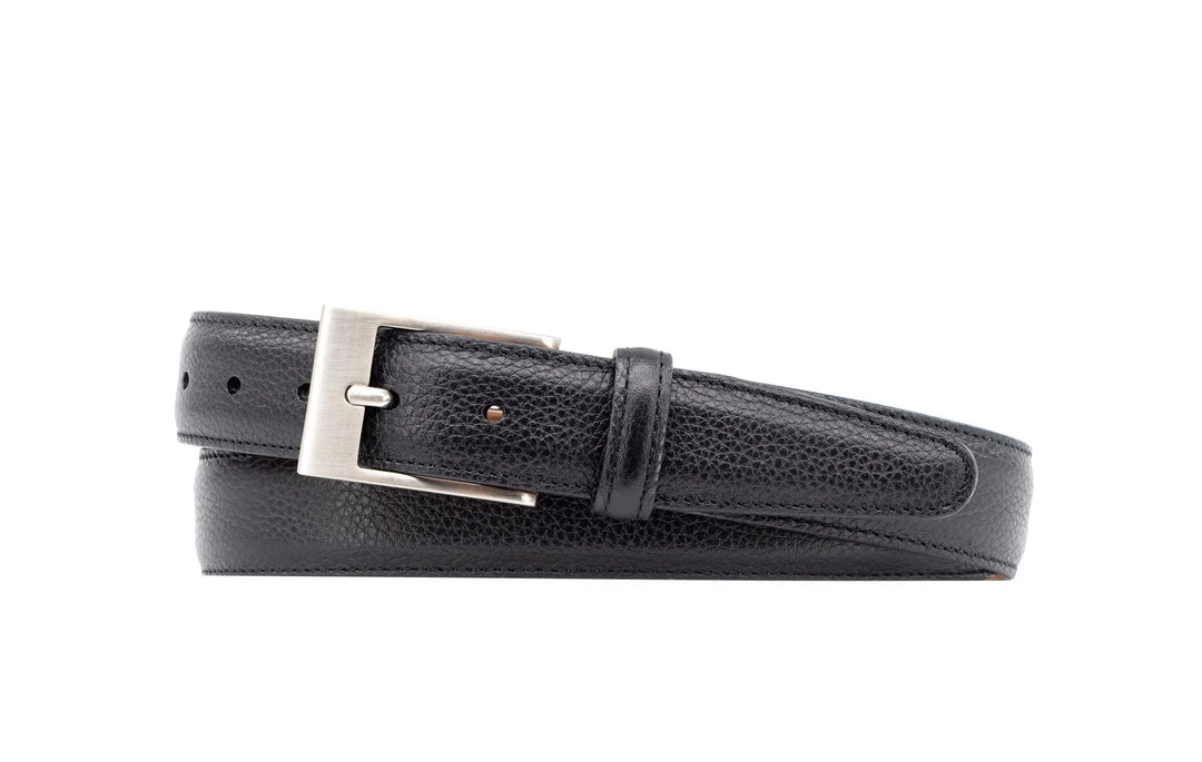 Martin Dingman Delaney 2-Buckle Scotch-Grain Leather Belt In Black