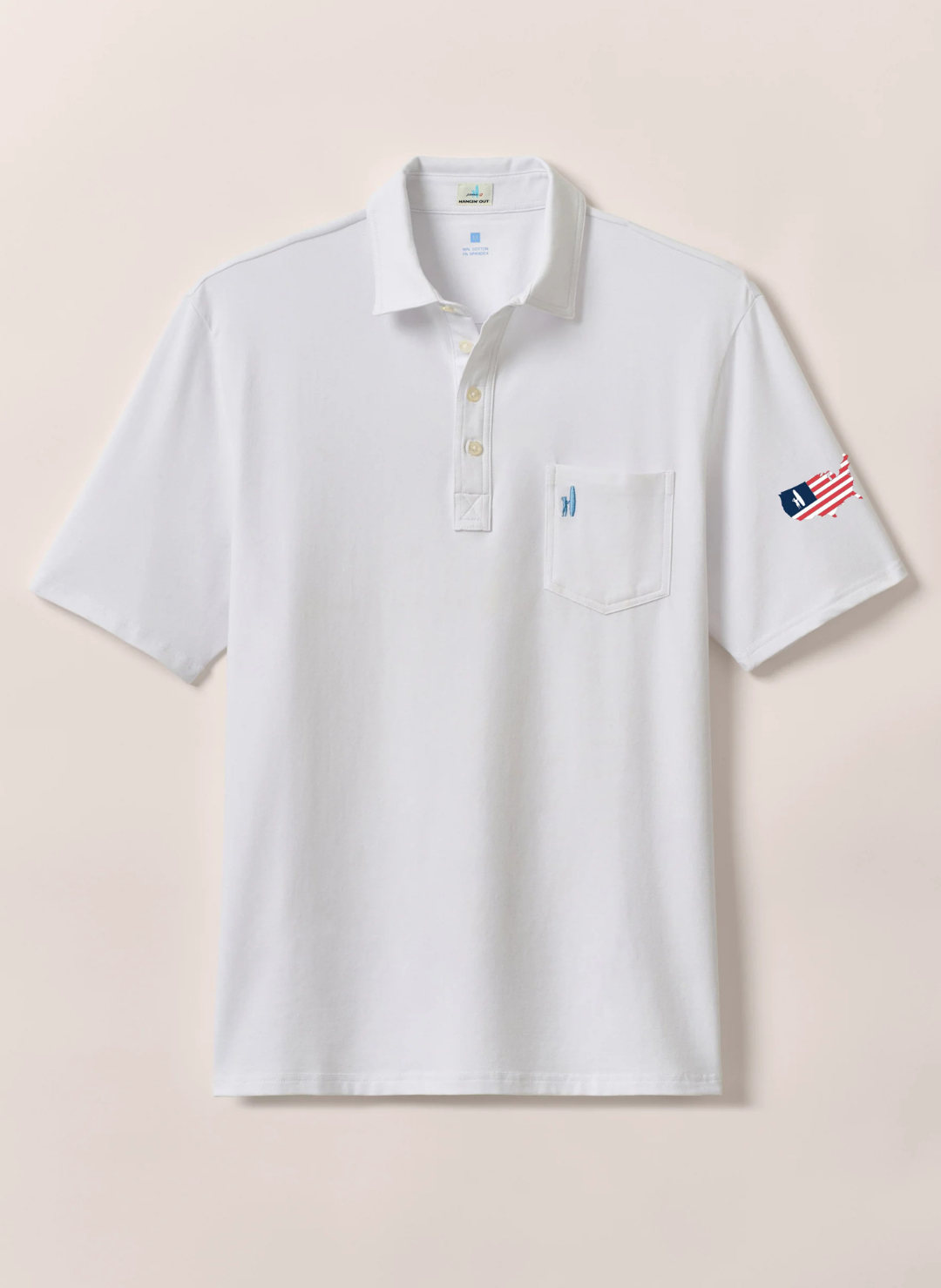Original 4-Button Polo in White with 250th Logo