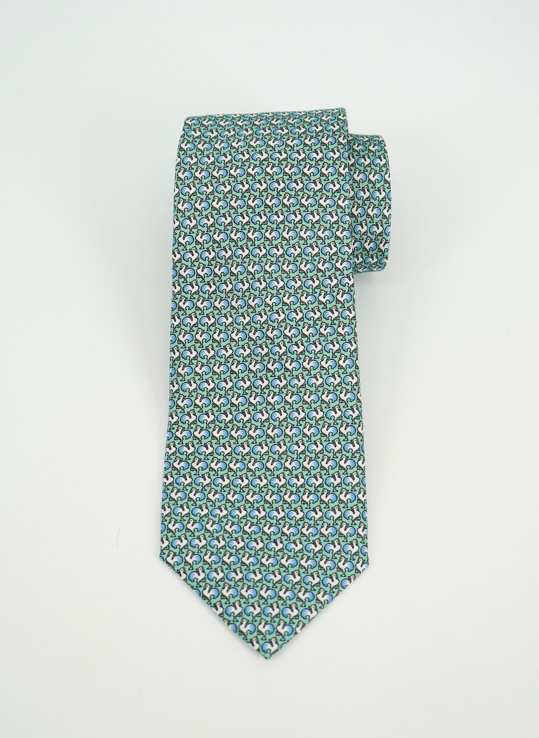 Silk Tie In Green Chicken