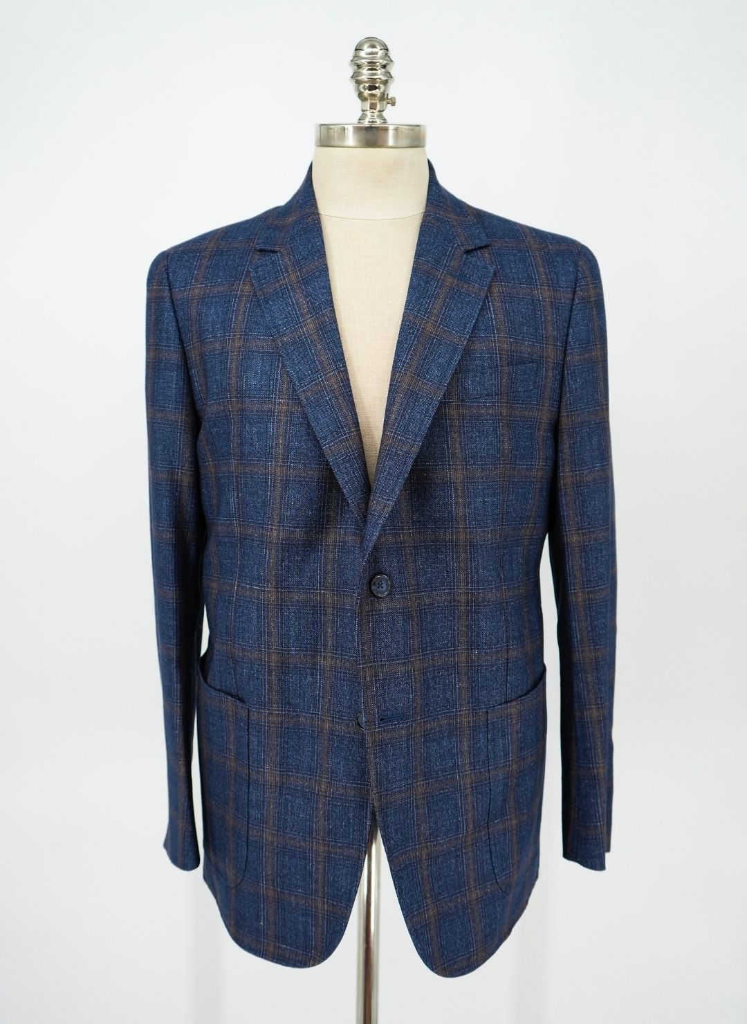 Navy & Brown Windowpane Soft Jacket