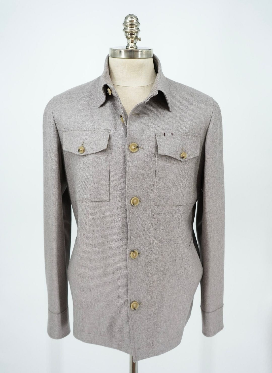 Beige Button Front Overshirt