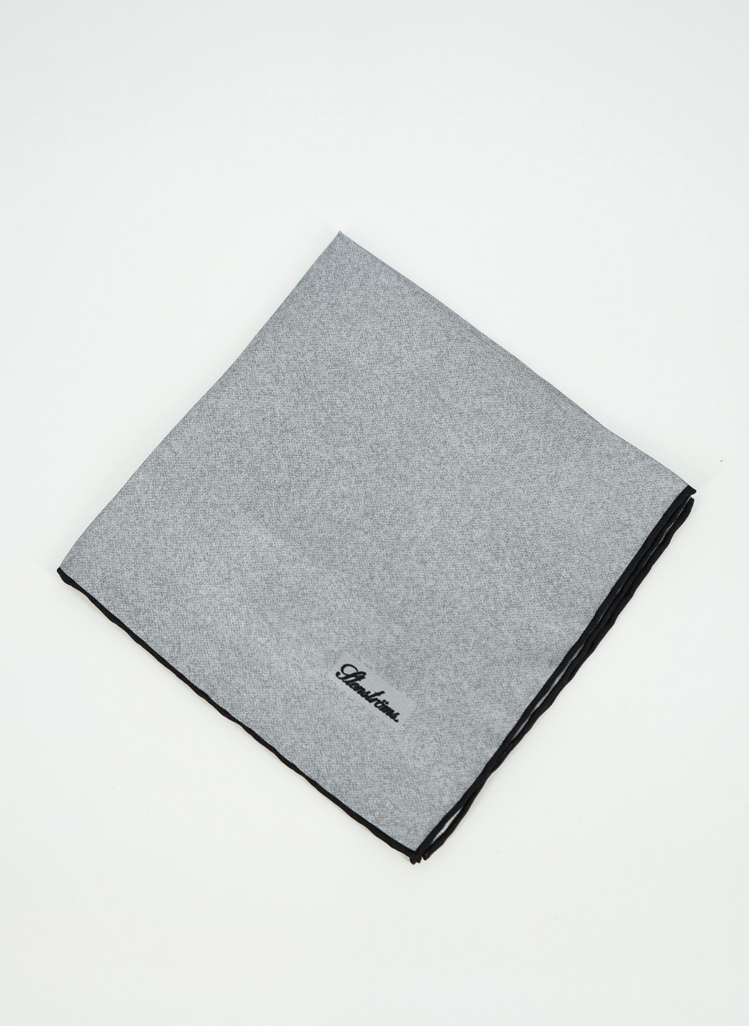 Wool Pocket Square In Grey & Black