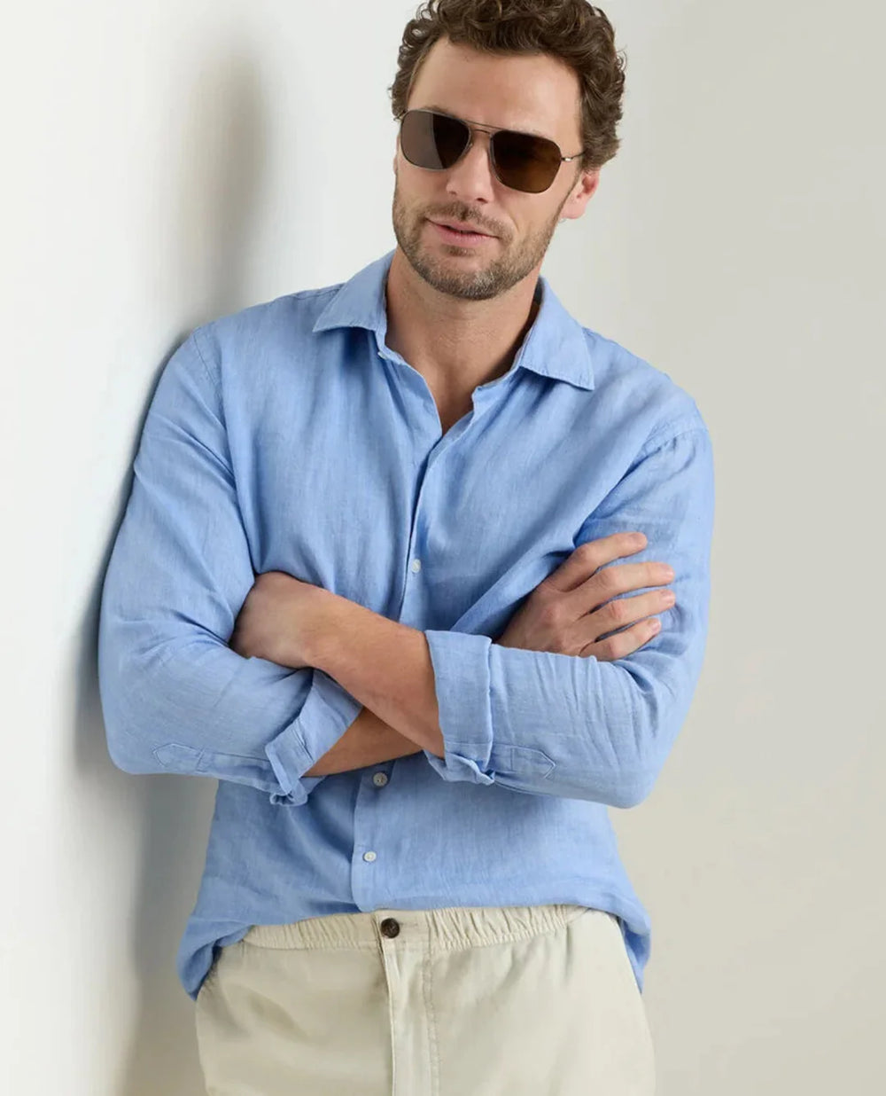 Shoreside Linen Sport Shirt In Bluebird