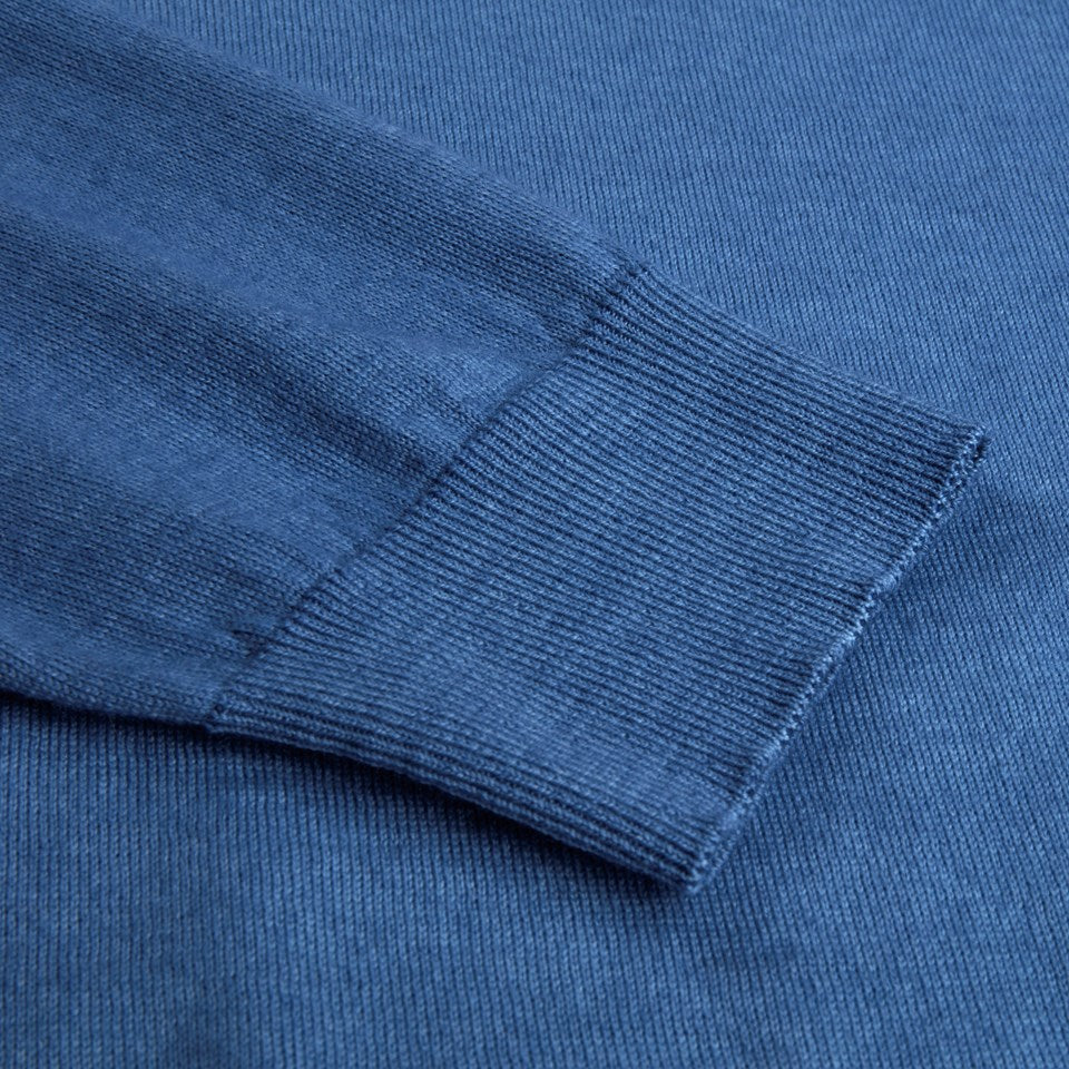 Stenströms Blue Garment Dyed Merino Wool Crew Neck