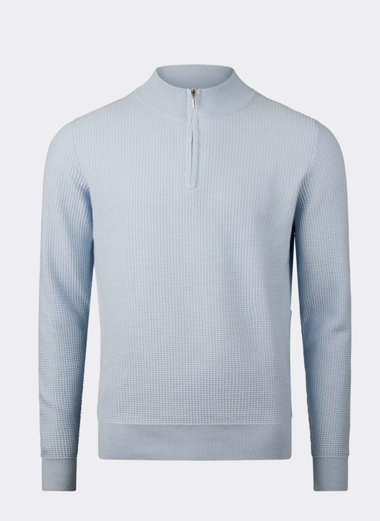 Stenströms Light Blue Textured Half Zip