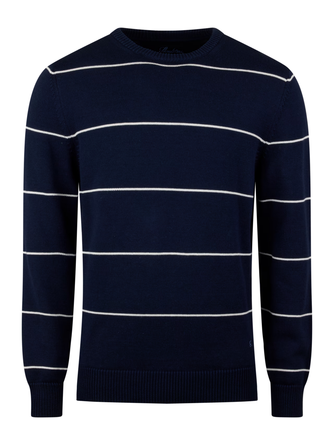 Navy & White Stripe Crew Neck Sweater