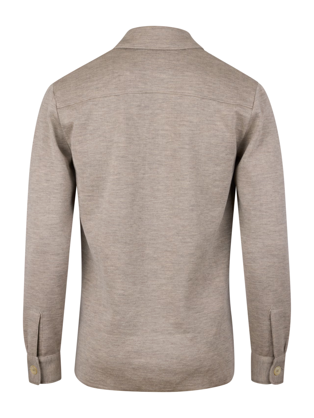 Beige Knitted Merino Wool Overshirt