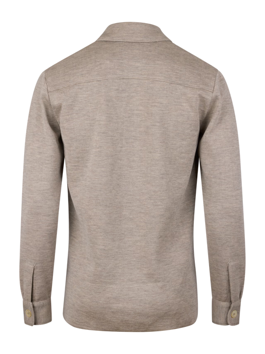 Beige Knitted Merino Wool Overshirt