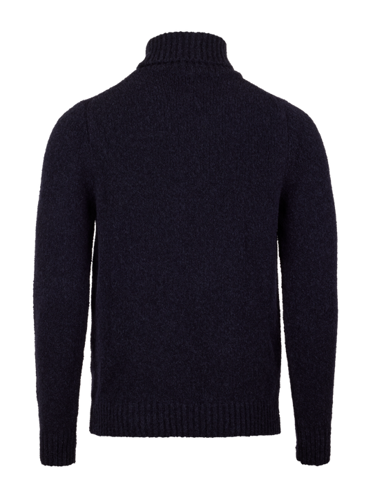Stenströms Navy Chunky Merino Wool Roll Neck Sweater