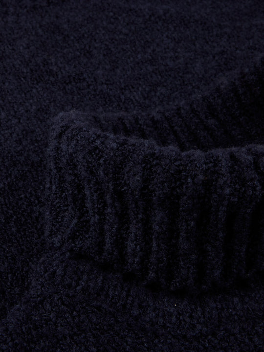 Stenströms Navy Chunky Merino Wool Roll Neck Sweater