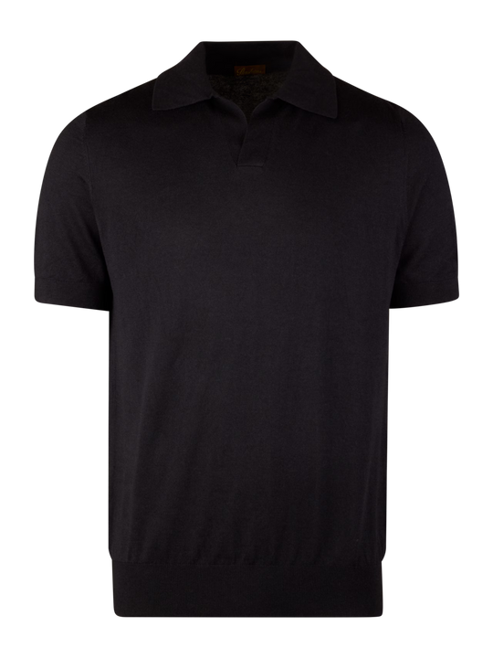 Navy Silk/Cashmere Polo Shirt In Navy