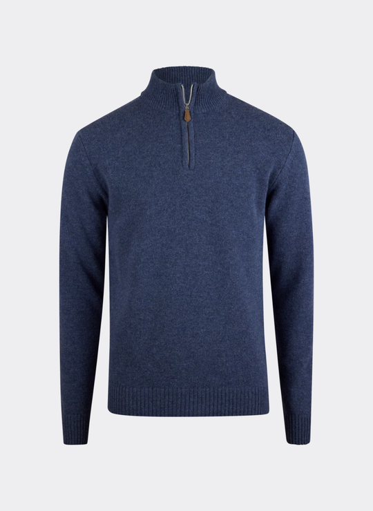 Dark blue Chunky Merino Wool Half Zip