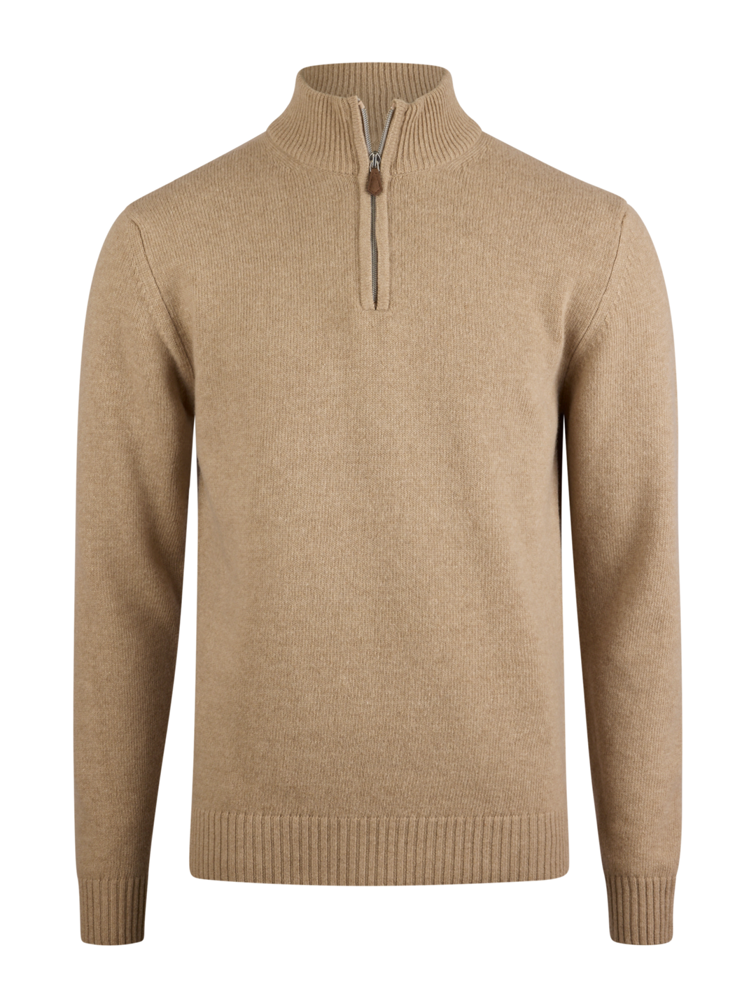 Beige Chunky Merino Wool Half Zip