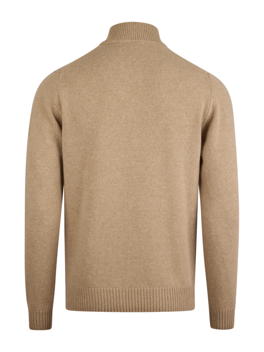 Beige Chunky Merino Wool Half Zip