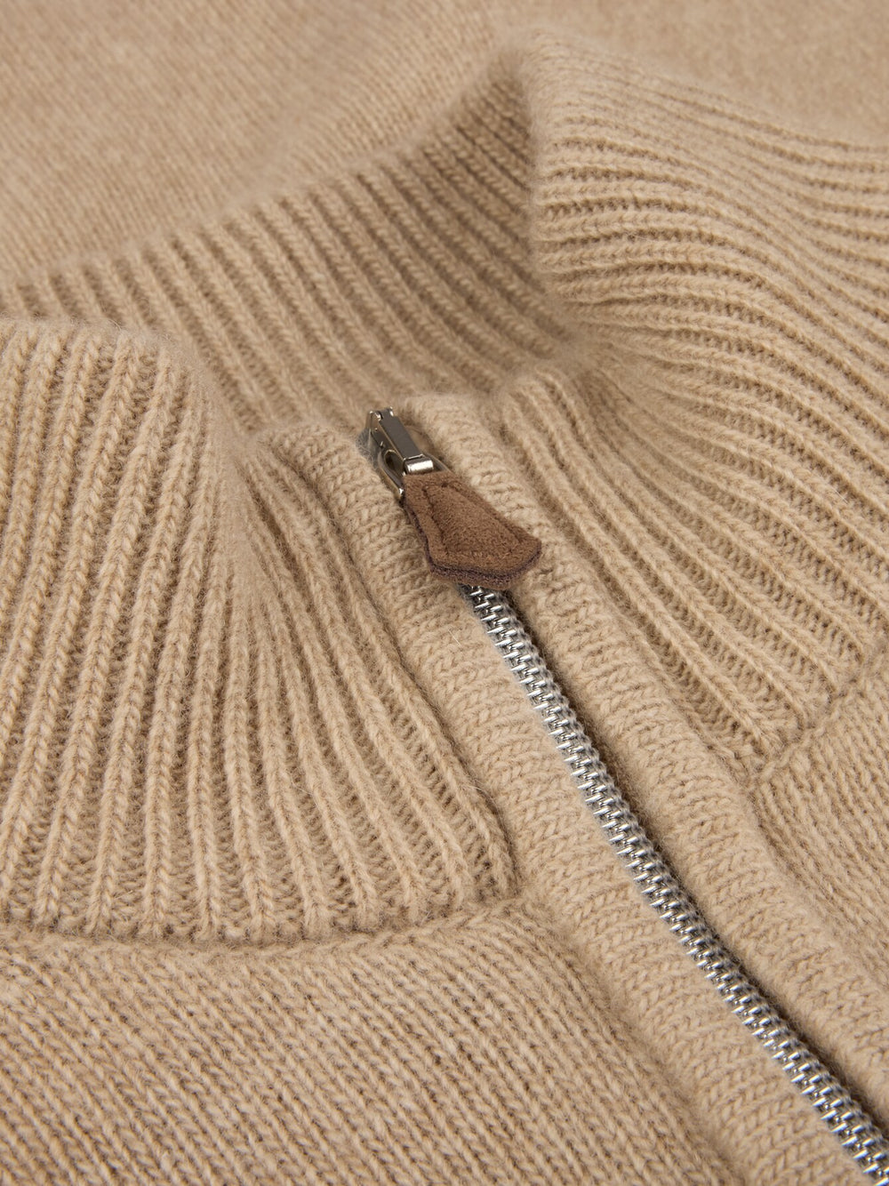 Beige Chunky Merino Wool Half Zip