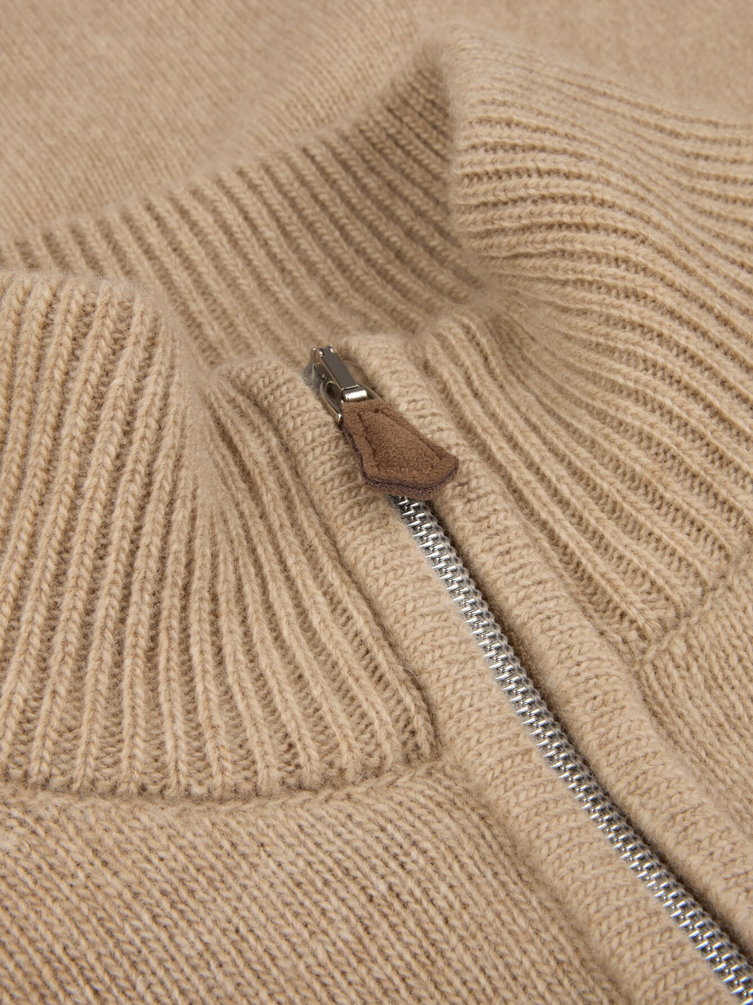 Beige Chunky Merino Wool Half Zip
