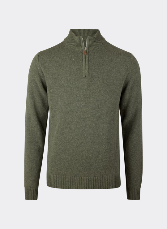 Green Chunky Merino Wool Half Zip