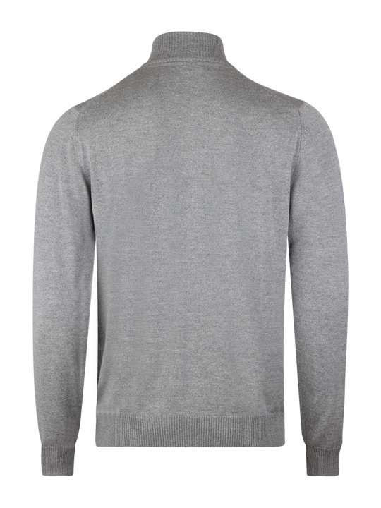 Grey Merino Wool Half Zip Sweater