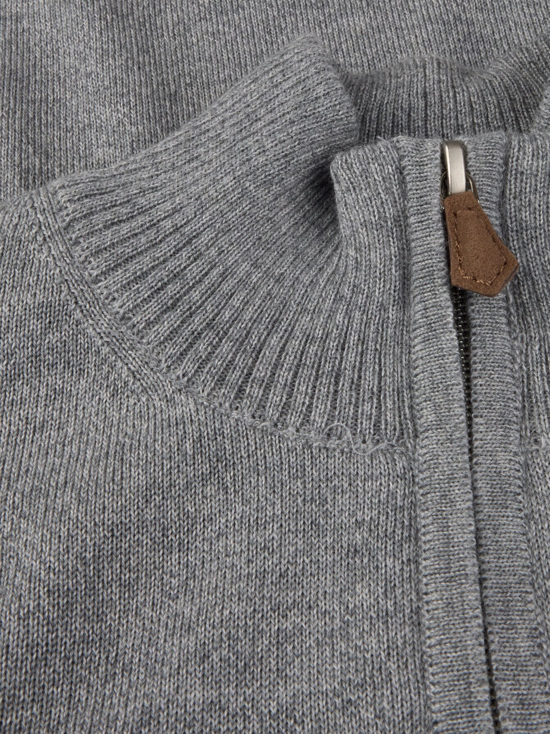 Grey Merino Wool Half Zip Sweater