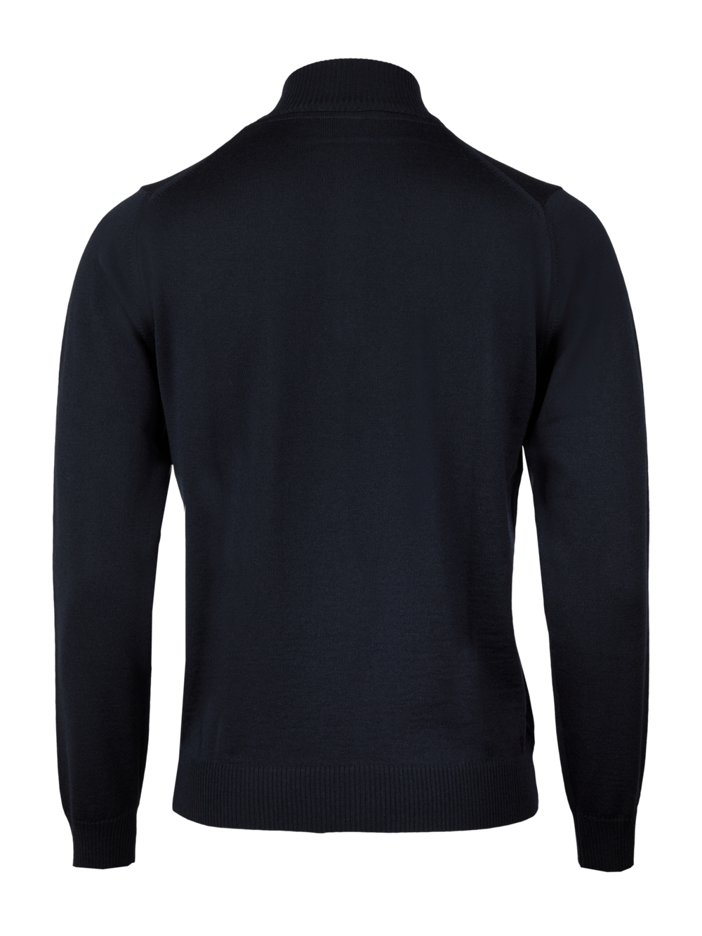 Black Merino Wool Half Zip Sweater