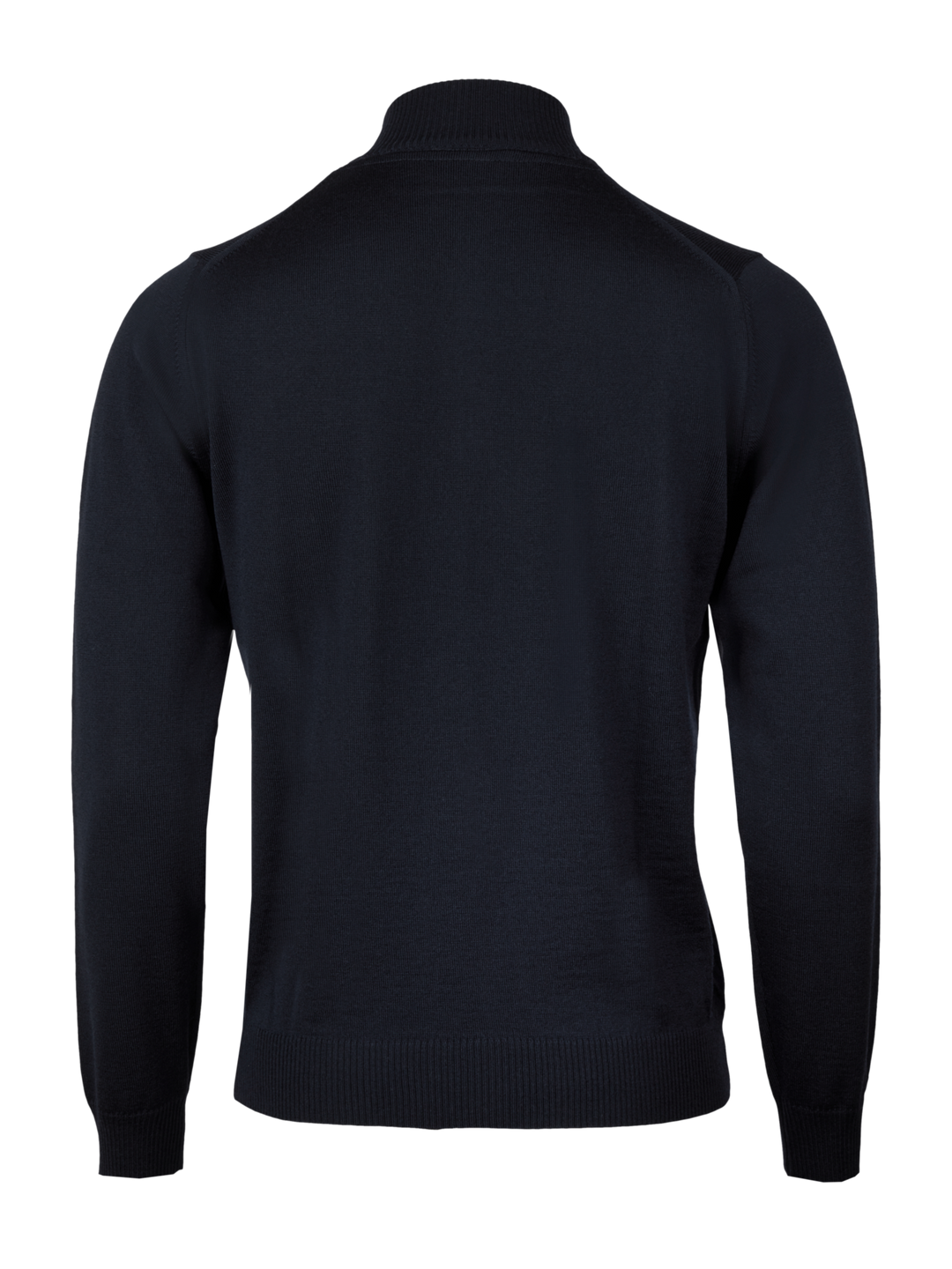 Black Merino Wool Half Zip Sweater
