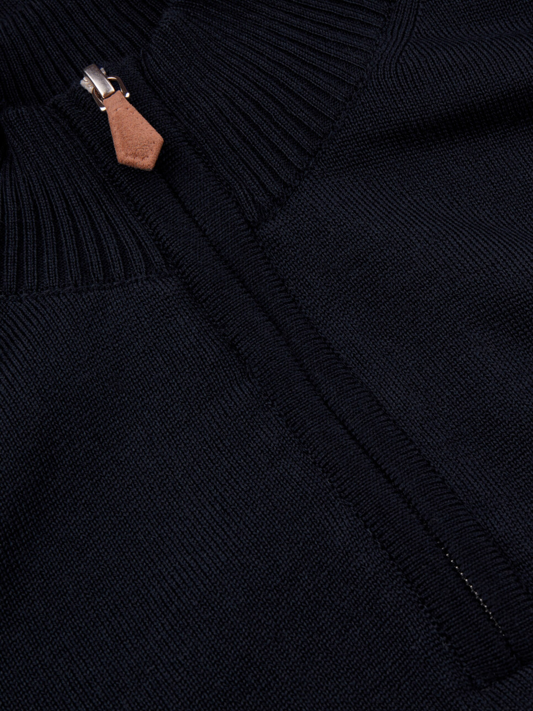 Black Merino Wool Half Zip Sweater