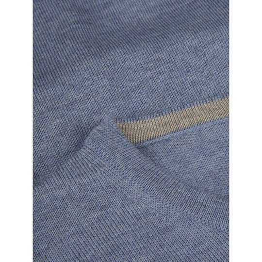 Stenströms Blue Merino Crew Neck With Elbow patch
