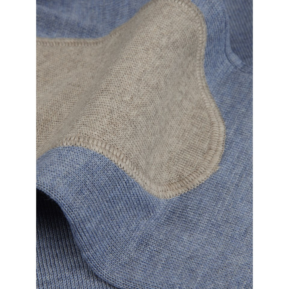Stenströms Blue Merino Crew Neck With Elbow patch