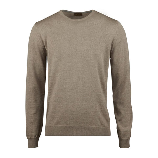 Stenströms Beige Merino Crew Neck With Elbow patch