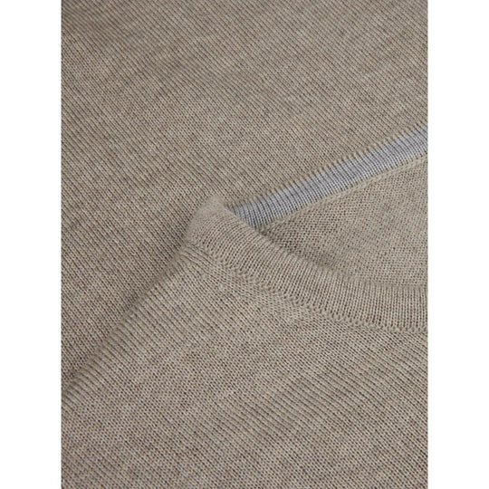 Stenströms Beige Merino Crew Neck With Elbow patch