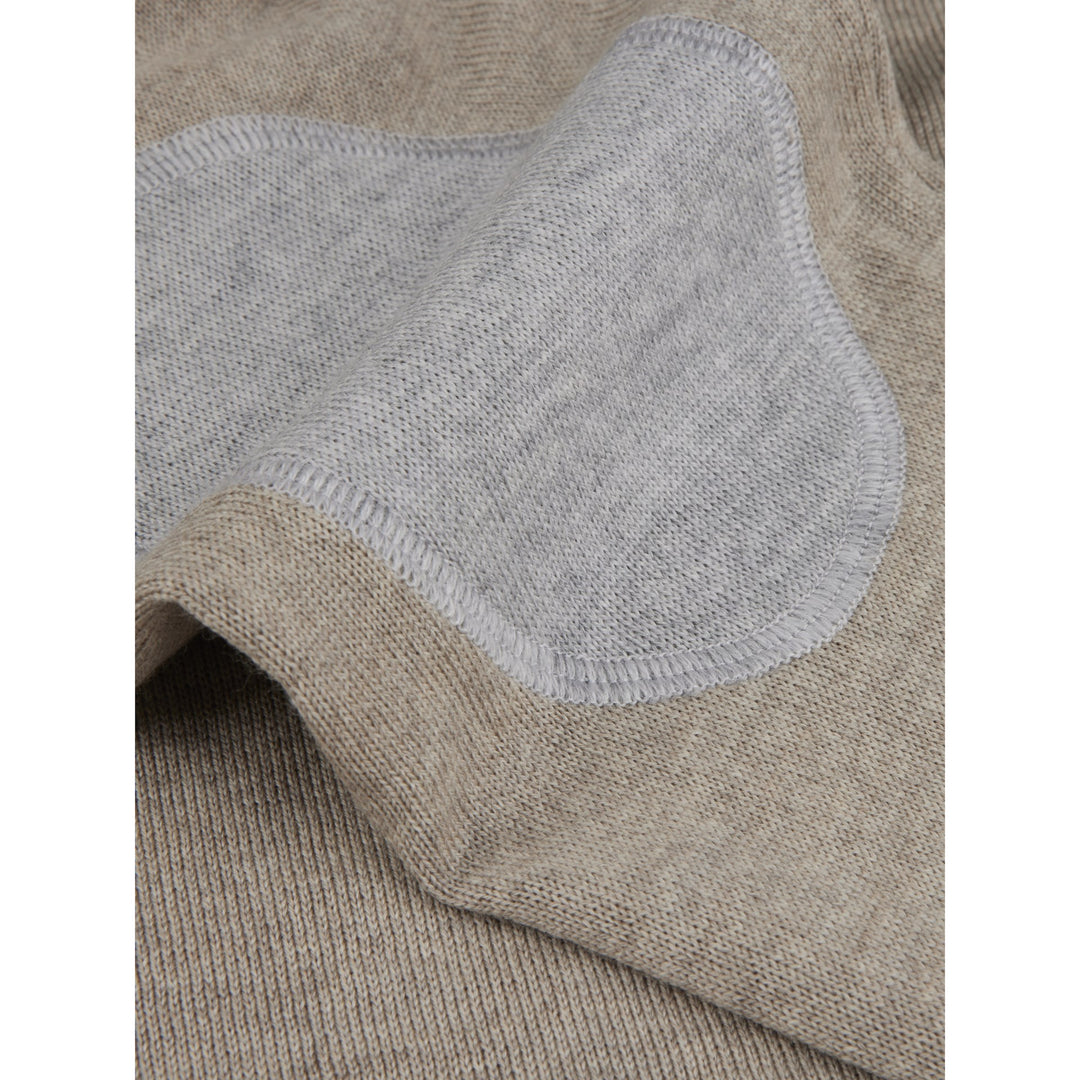 Stenströms Beige Merino Crew Neck With Elbow patch