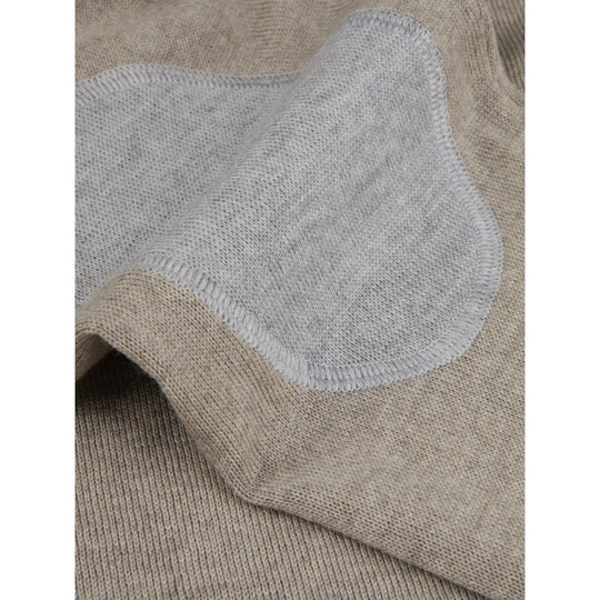 Stenströms Beige Merino Crew Neck With Elbow patch