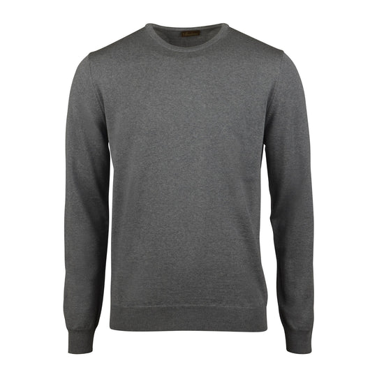 Stenströms Grey Merino Crew Neck With Elbow patch