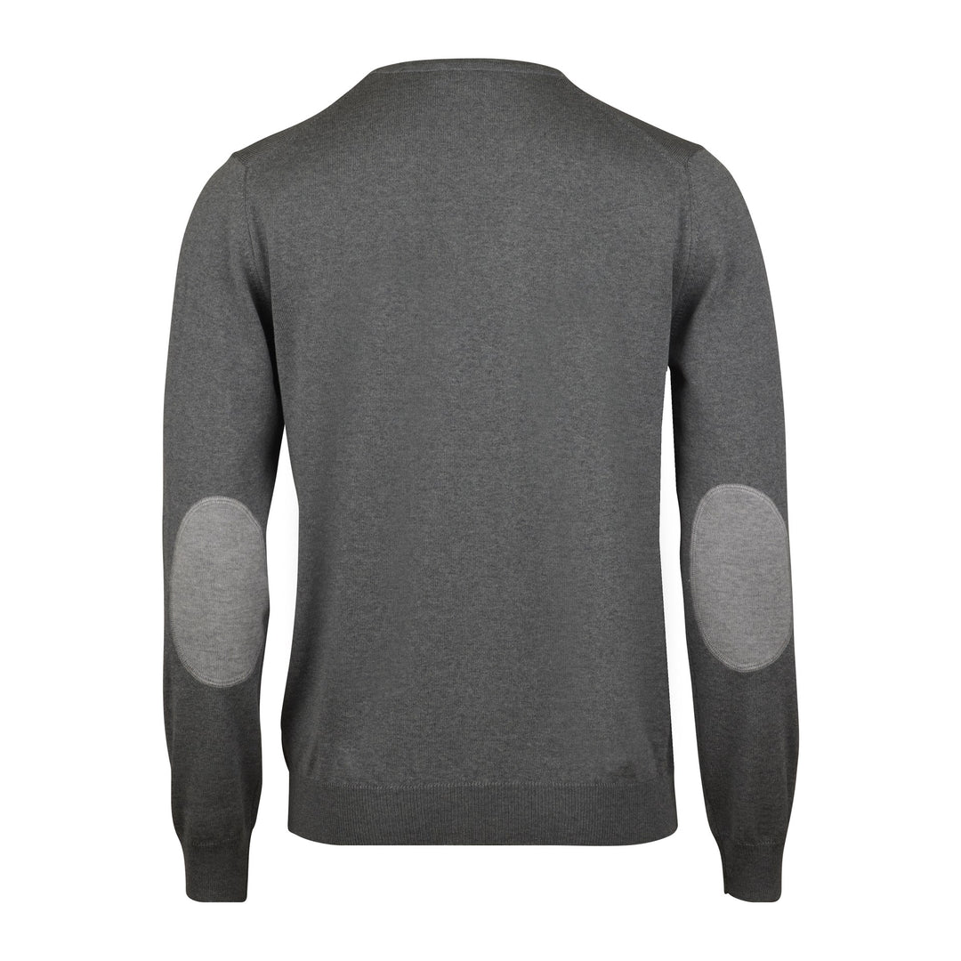 Stenströms Grey Merino Crew Neck With Elbow patch