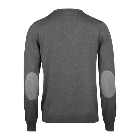 Stenströms Grey Merino Crew Neck With Elbow patch