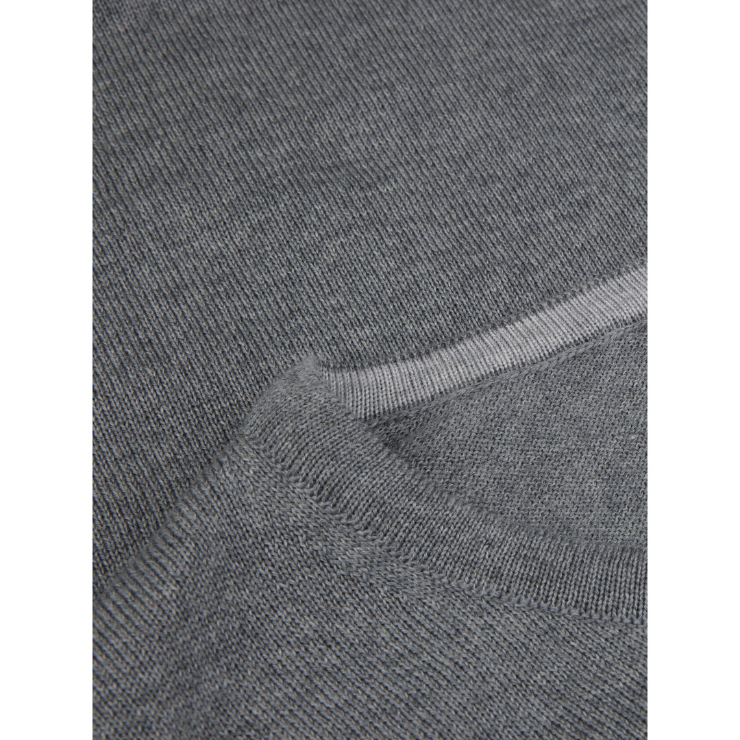 Stenströms Grey Merino Crew Neck With Elbow patch