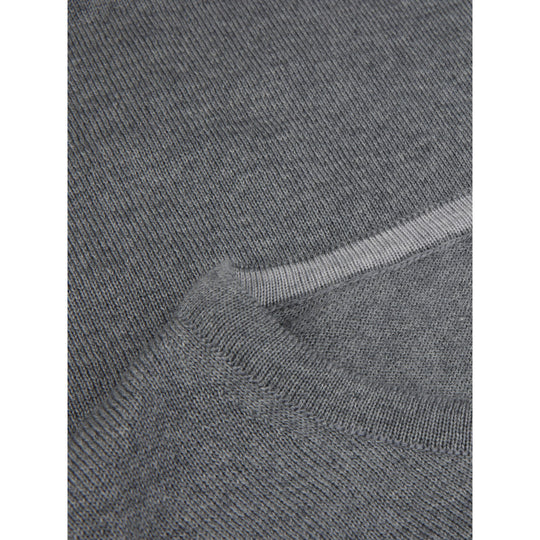 Stenströms Grey Merino Crew Neck With Elbow patch