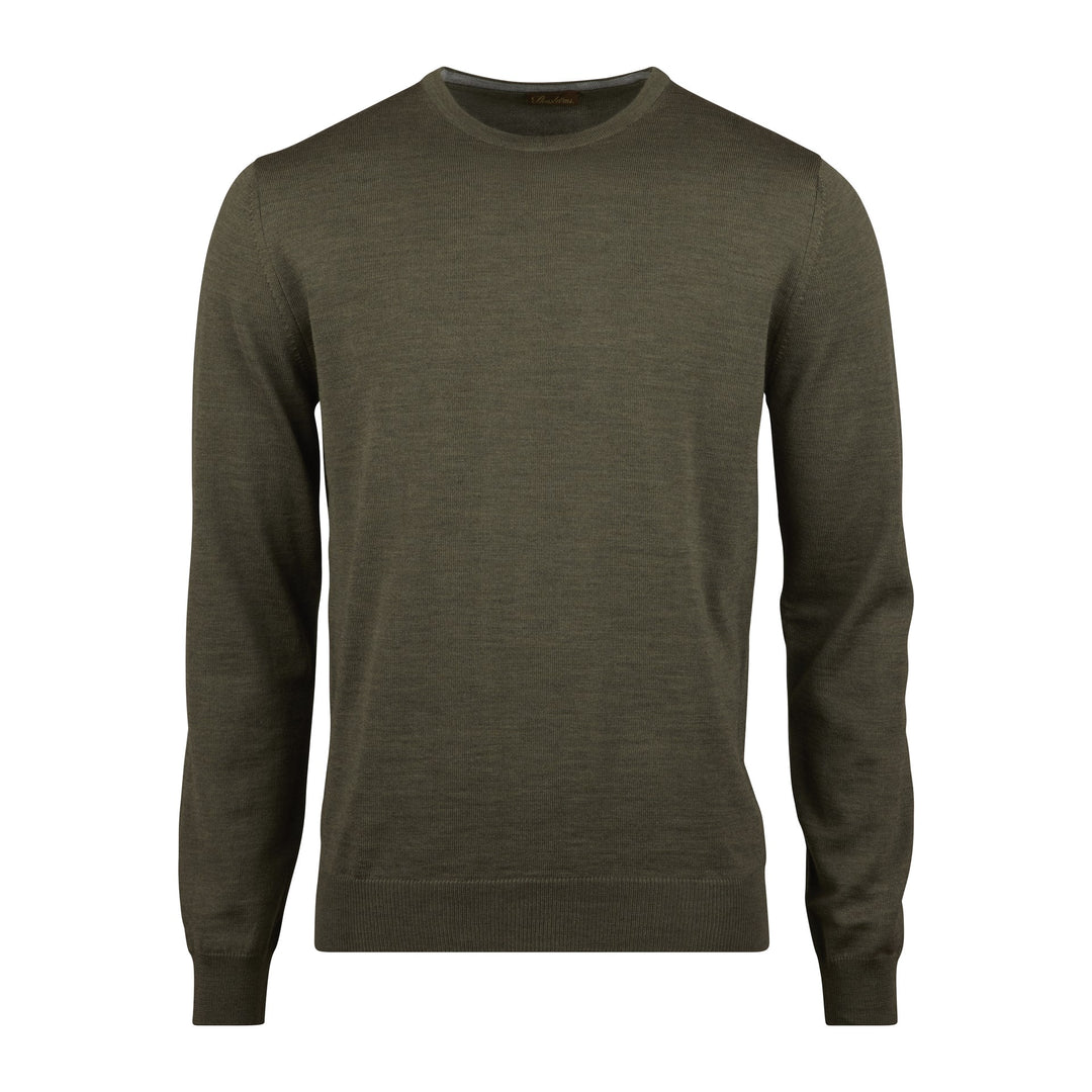 Stenströms Green Merino Crewneck With Elbow Patches