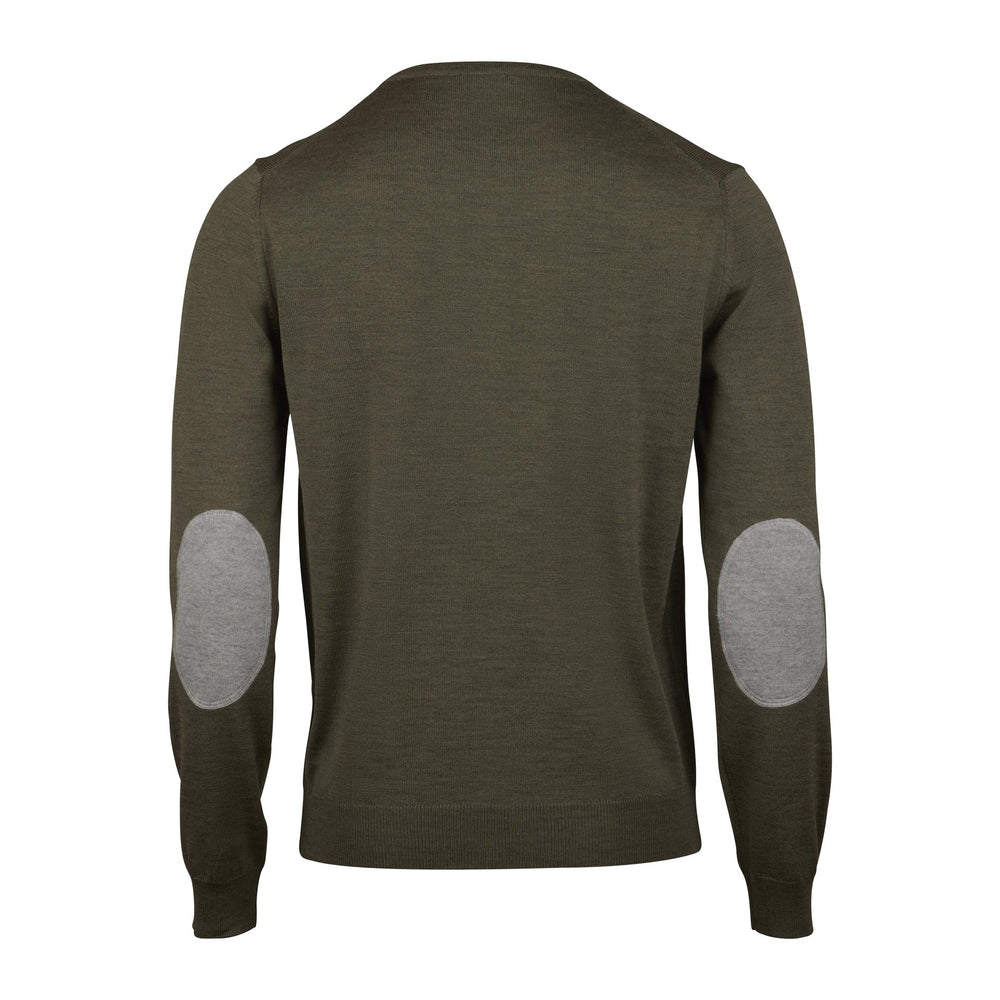 Stenströms Green Merino Crewneck With Elbow Patches