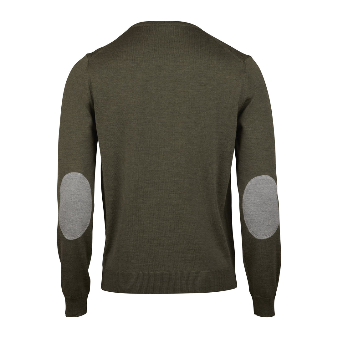 Stenströms Green Merino Crewneck With Elbow Patches