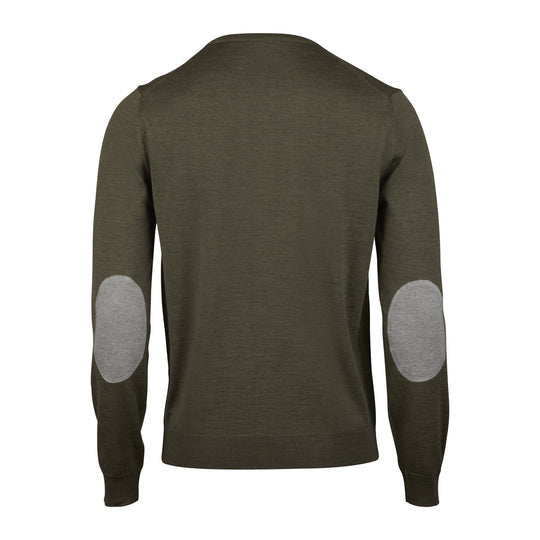 Stenströms Green Merino Crewneck With Elbow Patches