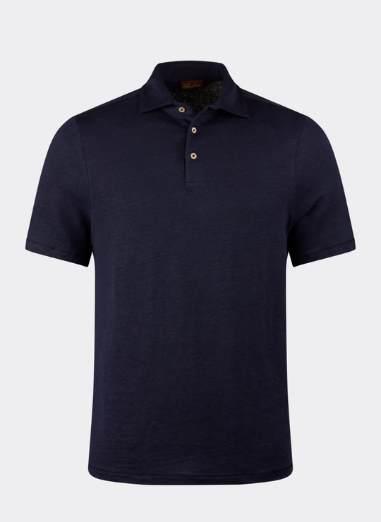 Navy Linen Polo Shirt