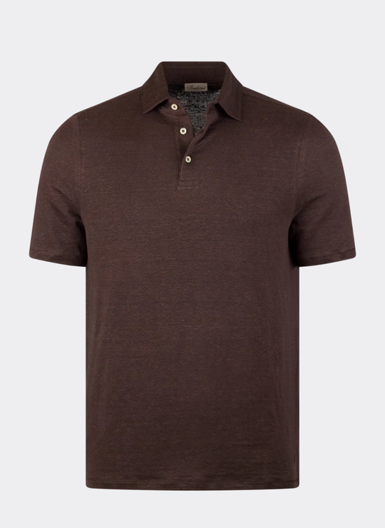 Dark brown Linen Polo Shirt