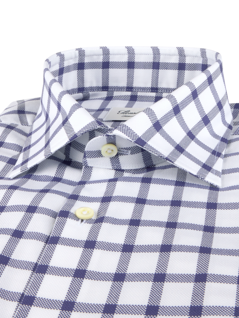 Stenströms Navy Checked Oxford Shirt