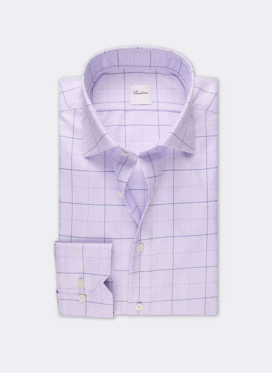 Purple Checked Twill Shirt